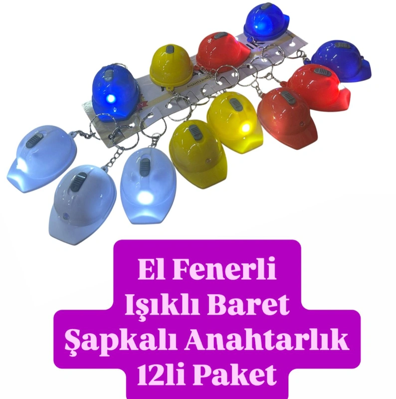 KASK ANAHTARLIK IŞIKLI GAZOZ AÇACAKLI / 12Lİ PAKET
